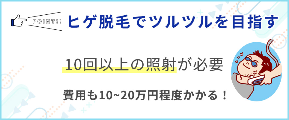 ヒゲ脱毛でツルツルを目指すには10回以上の施術と10-20万円程度の費用が必要