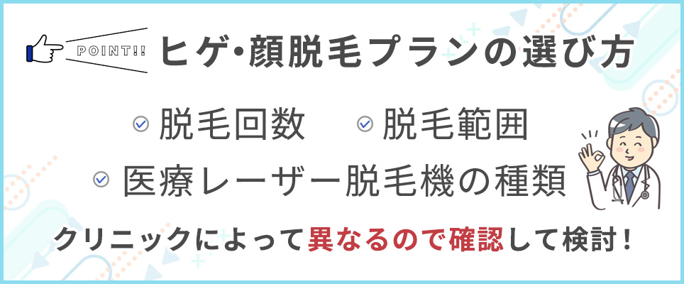 髭・顔脱毛プランの選び方のポイントまとめ