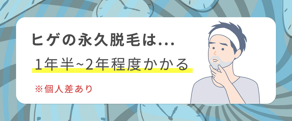 髭の永久脱毛は1年半から2年程度