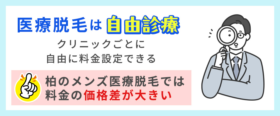 自由診療の為、柏のメンズ医療脱毛は価格差が大きい