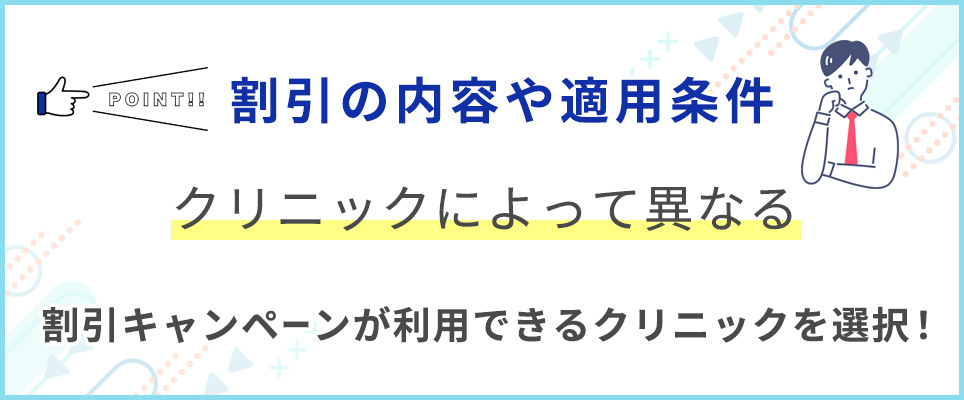 割引内容や条件はクリニックによって異なる