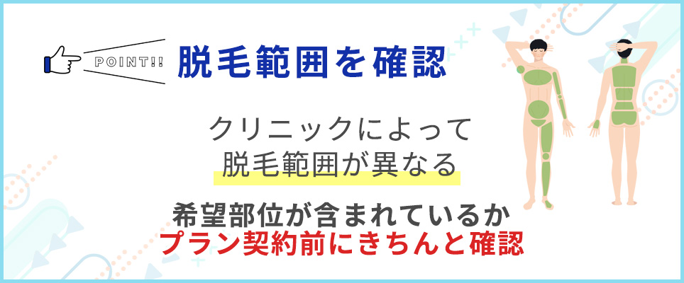 クリニックによって照射範囲が異なるので契約前に確認