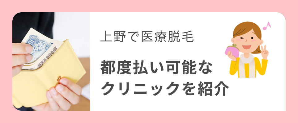 上野の医療脱毛で都度払いできるクリニック紹介